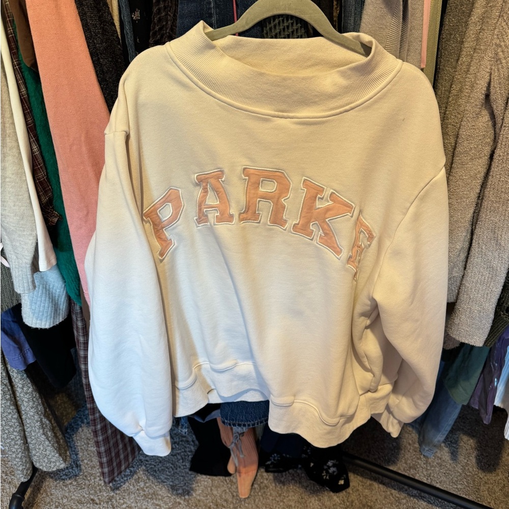 White PARKE Crewneck Sweatshirt with Pink - Picture 2 of 7